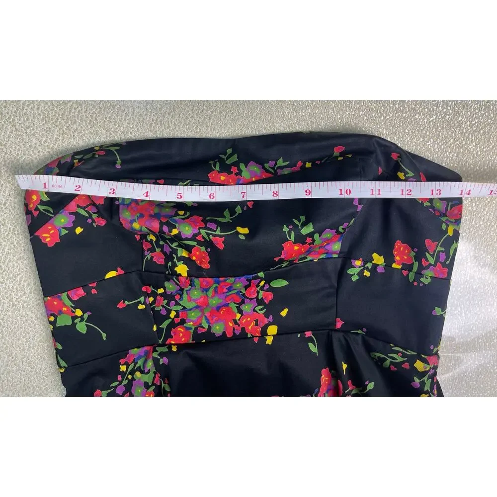 Free People Poison Apple Strapless Floral Mini Dress Black Colorful Print Size 2 - Picture 7 of 10